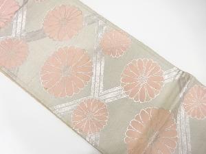 アンティーク　斜め格子に菊模様織り出し袋帯（材料）